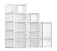 SONGMICS Boîtes à chaussures empilables pack de 12 pliables transparentes adaptées jusqu'à taille UK 9.5