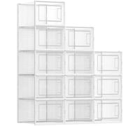 SONGMICS Boîtes à Chaussures, Lot de 12, Rangement Chaussures, Pliable, pour Pointure jusqu’à 46