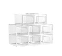 Boîtes à Chaussures - SONGMICS - Lot de 8 - Pliable - Pointure Jusqu’à 46 - Transparent et Blanc