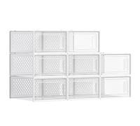 SONGMICS Boîtes à chaussures LSP12SWT – Pliables, transparent et blanc – Lot de 12 (jusqu'à 44)