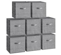 SONGMICS Boîtes de rangement en tissu non-tissé, cubes de 30 cm avec doubles poignées, lot de 8, organiseurs de garde-robe pour étagères, pliables, pour vêtements, gris paille ROB830G01