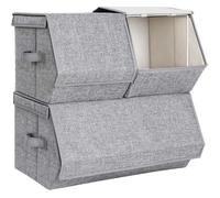 SONGMICS Boîtes de Rangement Lot de 3 avec Couvercle Cadre métallique Gris