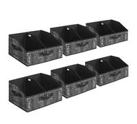 SONGMICS Boîtes de Rangement Pliables en Tissu, Lot de 6, 40 x 30 x 20 cm, Organisateur, Panier, pour Armoire, 3 Poignées, pour Chambre, Salon, Noir d'Encre RFB0140B01