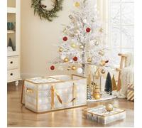 SONGMICS Boîtes de Rangement pour Noël, Coffre pour Boules de Noël et Décorations, 128 Compartiments, 67 x 34 x 34 cm, RFB029A01