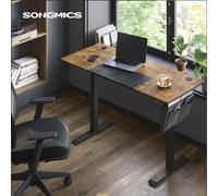 SONGMICS Bureau Électrique Assis-Debout, Hauteur Réglable en Continu, Mémoire 4 Positions, Protection Anticollision, 60 x 140 x (72-120) cm, Blanc, LSD016W01