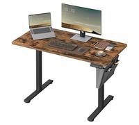 SONGMICS Bureau Électrique Assis-Debout Réglable, 60 x 120 x (72-120) cm | 4 Hauteurs Mémorisables, Pochette de Rangement, Marron Rustique et Noir D'Encre, Collection BALOK LSD132K01