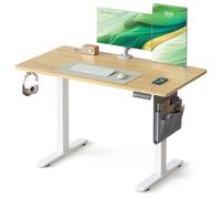 SONGMICS Bureau Électrique Réglable en Hauteur, 120 x 60 cm, Fonction Mémoire 4 Hauteurs, Port USB-C, Organiseur, pour Télétravail, Doré Chêne LSD132YA01