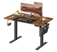 SONGMICS Bureau Électrique Réglable en Hauteur, 120 x 60 cm, Table Assis-debout, Fonction Mémoire 4 Hauteurs, pour Bureau, Télétravail, Marron Rustique et Noir d'Encre LSD015X01