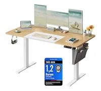 SONGMICS Bureau Électrique Réglable en Hauteur, 140 x 60 cm, Table Assis-Debout, Fonction Mémoire 4 Hauteurs, pour Bureau, Télétravail, Couleur Chêne Naturel et Blanc Mat LSD016N01