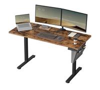 SONGMICS Bureau Électrique Réglable en Hauteur, 140 x 60 cm, Table Assis-Debout, Fonction Mémoire 4 Hauteurs, pour Bureau, Télétravail, Marron Rustique LSD134K01