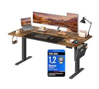 SONGMICS Bureau Électrique Réglable en Hauteur, 160 x 70 cm, Table Assis-Debout, Fonction Mémoire 4 Hauteurs, pour Bureau, Télétravail, Marron Rustique et Noir d'encre LSD026X01