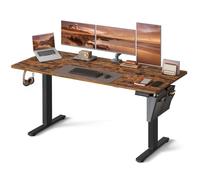 Bureau Électrique Assis-Debout, Bureau Réglable en hauteur, 70 x 160 x (72-120) cm, 4 Hauteurs Mémorisables, Pochette de rangement, Marron et Noir Marron