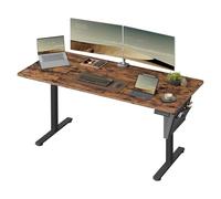 SONGMICS Bureau Électrique Réglable en Hauteur, 160 x 70 cm, Table Assis-Debout, Fonction Mémoire 4 Hauteurs, pour Bureau, Télétravail, Marron Rustique et Noir d'encre LSD136K01