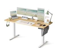 SONGMICS Bureau Électrique Réglable en Hauteur, 160 x 70 cm, Table Assis-Debout, Fonction Mémoire 4 Hauteurs, pour Bureau, Télétravail, Doré Chêne LSD136Y01