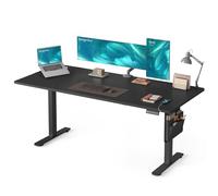 SONGMICS Bureau Électrique Réglable en Hauteur, 180 x 80 cm, Fonction Mémoire 4 Hauteurs, Port USB-C, Organiseur, pour Télétravail, Noir d'encre LSD138BZ01