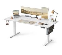 SONGMICS Bureau Électrique Réglable en Hauteur, 180 x 80 cm, Table Assis-Debout, Fonction Mémoire 4 Hauteurs, pour Bureau, Télétravail, Blanc Nuage LSD138W01