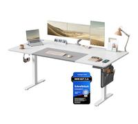 SONGMICS Bureau Électrique Réglable en Hauteur, 180 x 80 cm, Table Assis-Debout, Fonction Mémoire 4 Hauteurs, Port USB-C, pour Bureau, Télétravail, Blanc Nuage et Gris Tourterelle LSD028WZ03
