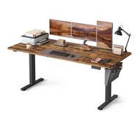 SONGMICS Bureau Électrique Réglable en Hauteur, 180 x 80 cm, Table Assis-Debout, Fonction Mémoire 4 Hauteurs, Marron Rustique