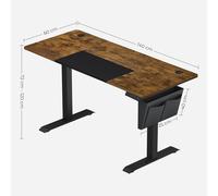 SONGMICS Bureau réglable électrique avec 4 niveaux de hauteur mémorisés et protection anti-choc blanc - 60 x 140 x (72-120) cm