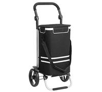 SONGMICS Caddie de Courses, Isotherme, avec Bandes Réfléchissantes, 35L | Chariot à Roulettes Pliable, 45 x 36 x 98 cm, Polyester Imperméable, Charge 25 kg, Noir, Collection Sampson KST03BK