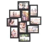 SONGMICS Cadre Photo Multiple, Pêle-Mêle Mural pour 10 Photos | 17,3 x 1,5 x 12,3 cm, Décoration d'Intérieur, Cadeau Personnalisé, Noir, Collection KAVI RPF102BZ01