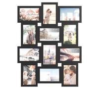 SONGMICS Cadre Photo Multiple, Pêle-Mêle Mural pour 12 Photos 10 x 15 cm | Décoration d'Intérieur, 17,3 x 1,5 x 12,3 cm, Noir, Collection KAVI RPF103BZ01