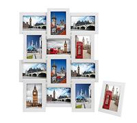 SONGMICS Cadre Photo Pêle-mêle, Mural Capacité de 12 Photos de 10 x 15 cm +1 Cadre Photo sur Table Offert MDF, Cadeau Noel, Nécessite Assemblage, Blanc RPF112W