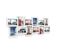 SONGMICS Cadre Photo Pêle-mêle, Mural en MDF Capacité de 12 Photos 10 x 15 cm, Nécessite Assemblage, Blanc RPF22W
