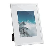 SONGMICS Cadre Photo, pour Image de 21 x 29,7 cm (sans Passe-partout) et Image de 15,2 x 20,3 cm (avec Passe-partout), Protection de Face en Verre, Blanc RPF011W01