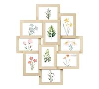 SONGMICS Cadres Pêle-Mêle, 10 Cadres pour Photos 10x15 cm, Galerie Photo Murale, Décoration Murale, Beige Naturel RPF020N01