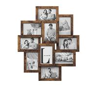 SONGMICS Cadres Pêle-Mêle, 10 Cadres pour Photos 10x15 cm, Galerie Photo Murale, Décoration Murale, Marron Rustique RPF020X01