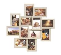 SONGMICS Cadres Pêle-Mêle, 12 Cadres pour Photos 10x15 cm, Galerie Photo Murale, Décoration Murale, Beige Naturel RPF022N01