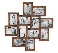 SONGMICS Cadres Pêle-Mêle, 12 Cadres pour Photos 10x15 cm, Galerie Photo Murale, Décoration Murale, Marron Rustique RPF022X01