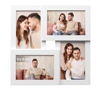 SONGMICS Cadres Pêle-Mêle, 4 Cadres pour Photos 10x15 cm, Galerie Photo Murale, Décoration Murale, Blanc Nuage RPF25WT