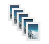 SONGMICS Cadres Photo 10 x 15 cm Lot de 5 en Verre, Cadeau, Souvenir, Contour MDF E1, Blanc RPF35WT
