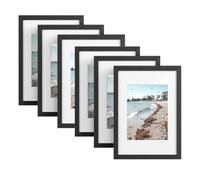 SONGMICS Cadres Photo A4, à Poser ou à Accrocher au Mur, en Panneau MDF, avec Clous sans Trace, Lot de 6, Noir RPF056BZ01-2J
