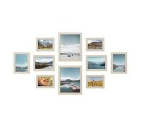 SONGMICS Cadres Photo, Cadeau Noel, Lot de 10, Deux 20 x 25 cm, Quatre 13 x 18 cm, Quatre 10 x 15 cm, MDF, Protection en Plastique, MDF, Beige Naturel RPF310N02