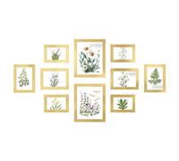 SONGMICS Cadres Photo, Lot de 10, Deux 20 x 25 cm, Quatre 13 x 18 cm, Quatre 10 x 15 cm, MDF, Protection en Plastique, MDF, Doré Clair RPF310A01