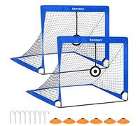 SONGMICS Cage de Football pour Enfant, Lot de 2, Filet de Football Portable et Pliable, pour Jardin, Parc, Plage, Tubes en Fibre de Verre, Bleu SZQ422Q01
