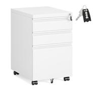 SONGMICS Caisson de Bureau 3 Tiroirs, Casier sur roulettes pour Bureau à Domicile, Structure en Acier, 3 Tiroirs Verrouillables, Support pour Imprimante, 40 x 50 x 62 cm, Blanc Mat OFC033W101