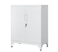 SONGMICS Caisson de Bureau à 2 Portes, Verrouillable, en Acier | Placard Polyvalent, Armoire de Bureau, pour Salon, Gris clair et Gris givré, Collection BEREND OMC013G01