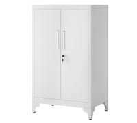 SONGMICS Caisson de Bureau à 2 Portes, Verrouillable, en Acier | Placard Polyvalent, Armoire de Bureau, pour Salon, Gris clair et Gris givré, Collection BEREND OMC012G01