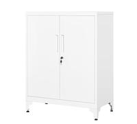 SONGMICS Caisson de Bureau à 2 Portes, Verrouillable, en Acier | Placard Polyvalent, Armoire de Bureau, pour Salon, Blanc mat, Collection BEREND OMC013W01