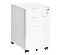 SONGMICS Caisson de Bureau, avec 3 Tiroirs, Casier Verrouillable, Préassemblé, en Métal, Table pour Imprimante, pour Bureau, 50 x 39 x 59 cm, Blanc Mat OFC032WG01