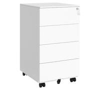 SONGMICS Caisson de Bureau, Meuble de Bureau, Casier sur roulettes, Métallique, pour Imprimante, Verrouillable, 4 Tiroirs, Prémonté, Télétravail, 45 x 39 x 69 cm, Blanc Mat OFC064W14