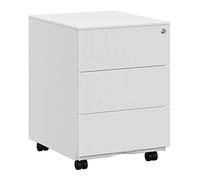 SONGMICS Caisson de Bureau, Meuble de Bureau, Casier sur roulettes, Métallique, pour Imprimante, Verrouillable, 3 Tiroirs, Prémonté, Télétravail, 45 x 39 x 54 cm, Blanc Mat OFC63WT