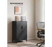 SONGMICS Caisson de Bureau, Placard Polyvalent, Armoire de Bureau à 2 Portes, Verrouillable, en Acier, pour Salon, Noir Mat Noir mat
