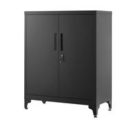 SONGMICS Caisson de Bureau, Placard Polyvalent, Armoire de Bureau à 2 Portes, Verrouillable, en Acier, pour Salon, Noir Mat