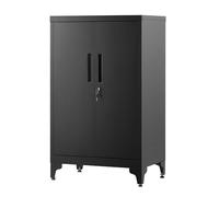 SONGMICS Caisson de Bureau, Placard Polyvalent, Armoire de Bureau à 2 Portes, Verrouillable, en Acier, pour Salon, Noir Mat OMC012B01