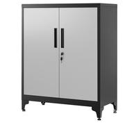 SONGMICS Caisson de Bureau, Placard Polyvalent, Armoire de Bureau à 2 Portes, Verrouillable, en Acier, pour Salon, Argenté et Noir